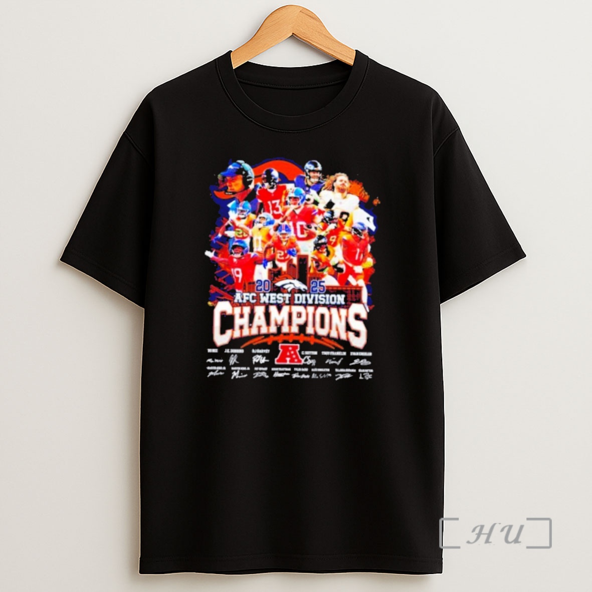 Officials Denver Broncos 2025 Afc West Division Champions Signatures Shirt Sweatshirt Tee