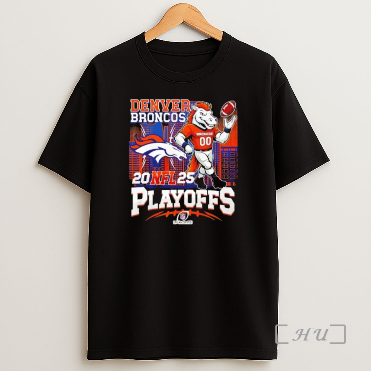 Officials Denver Broncos 2025 Nfl Playoffs Mascot City Skyline Shirt Sweatshirt Tee