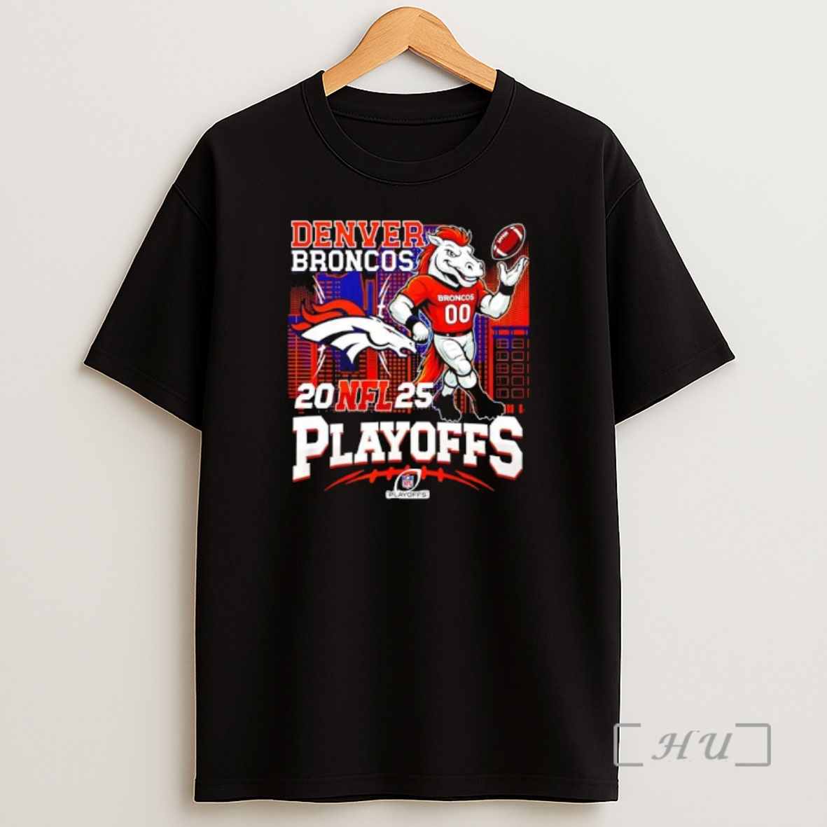 Officials Denver Broncos 2025 Nfl Playofffs Logo And Mascot Shirt Sweatshirt Tee