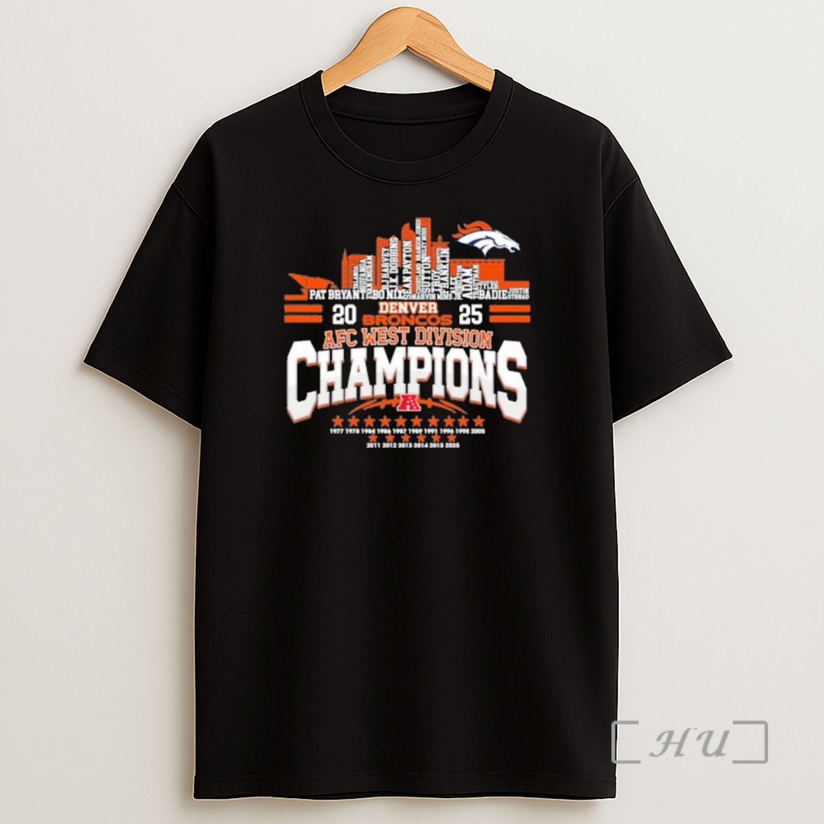 Officials Denver Broncos Typo Team Names 2025 Afc West Division Champions Shirt Sweatshirt Tee