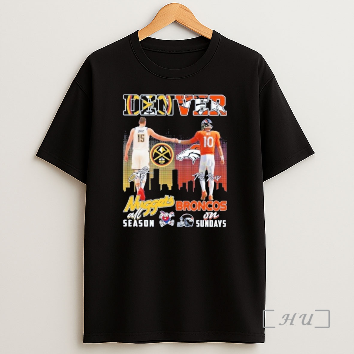 Officials Denver Nuggets All Season X Broncos On Sundays Player Signature City Shirt Sweatshirt Tee