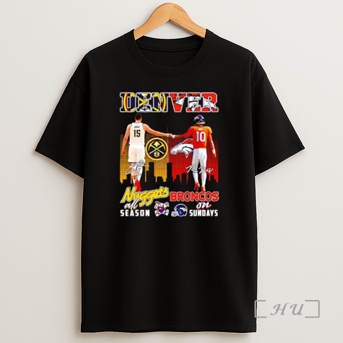 Officials Denver Nuggets All Season And Denver Broncos On Sundays Player Illustrations Shirt Sweatshirt Tee
