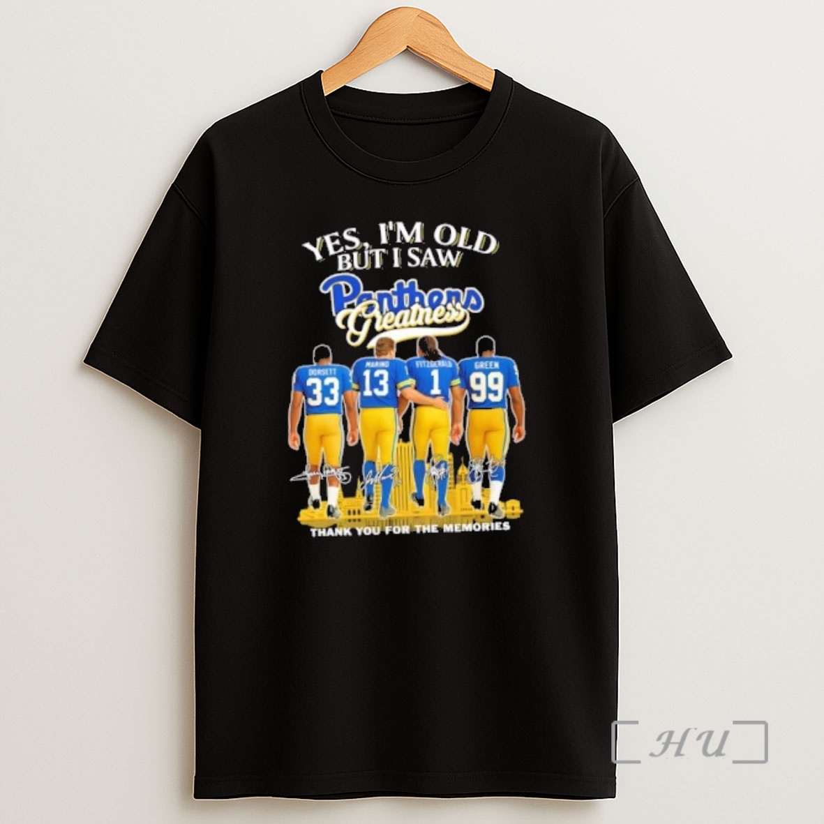 Officials Dorsett Marino Fitzgerald Green Yes Im Old But I Saw Panthers Greatness Thank You For The Memories Skyline Shirt Sweatshirt Tee