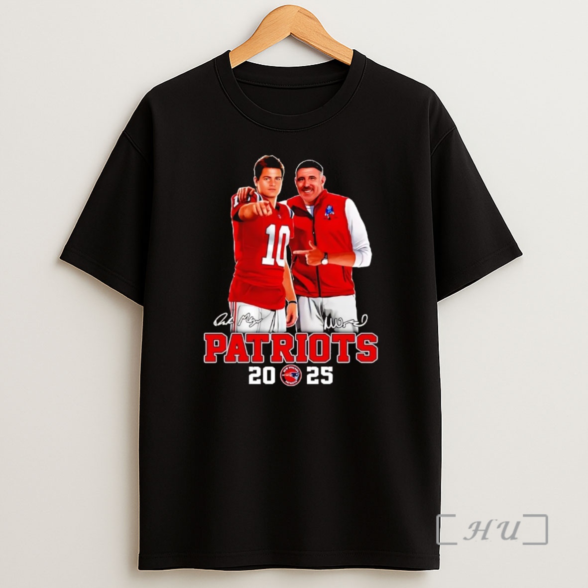 Officials Drake Maye And Mike Vrabel 2025 Patriots Signatures Premium Shirt Sweatshirt Tee