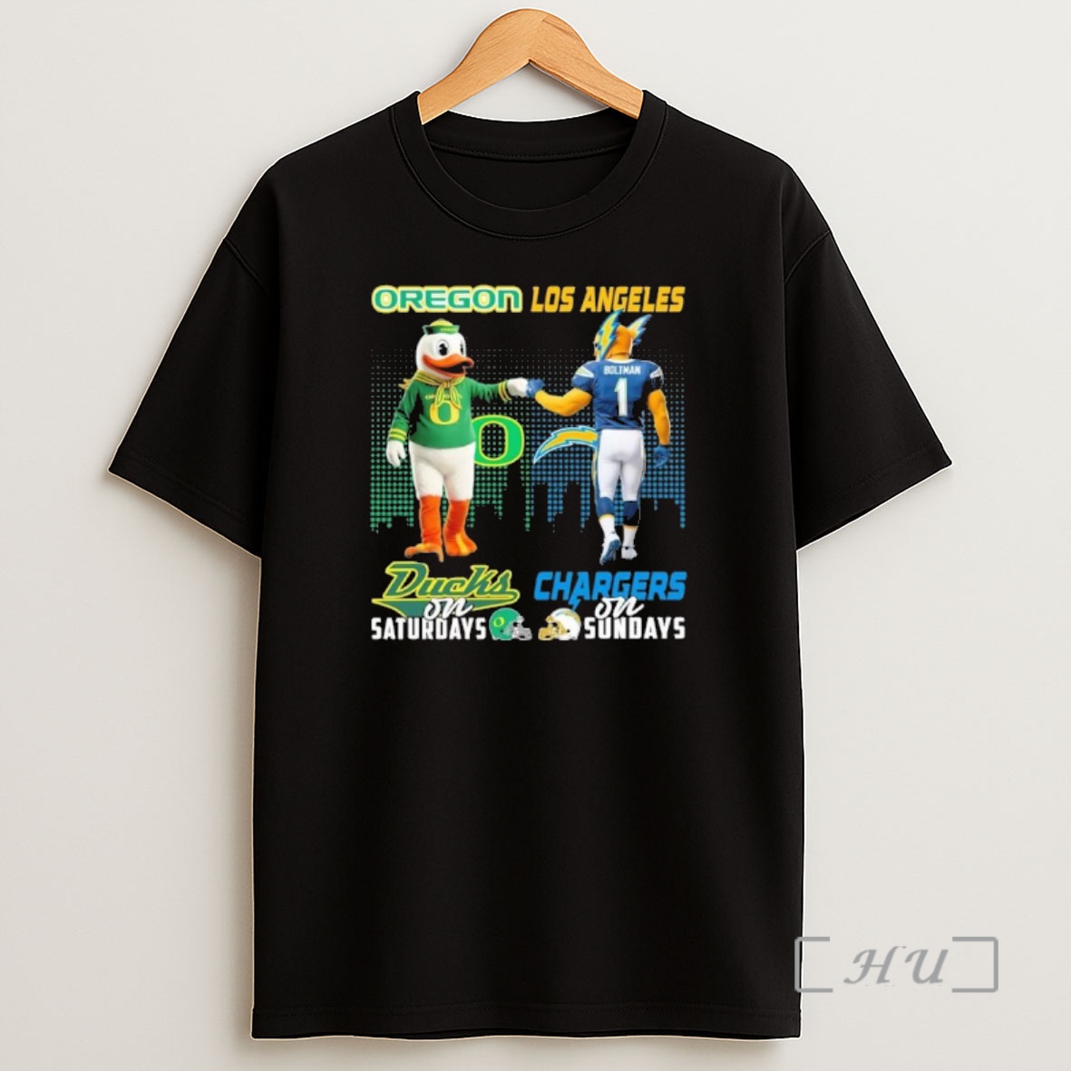 Officials Ducks Vs Chargers Mascot On Saturdays And On Sundays Shirt Sweatshirt Tee