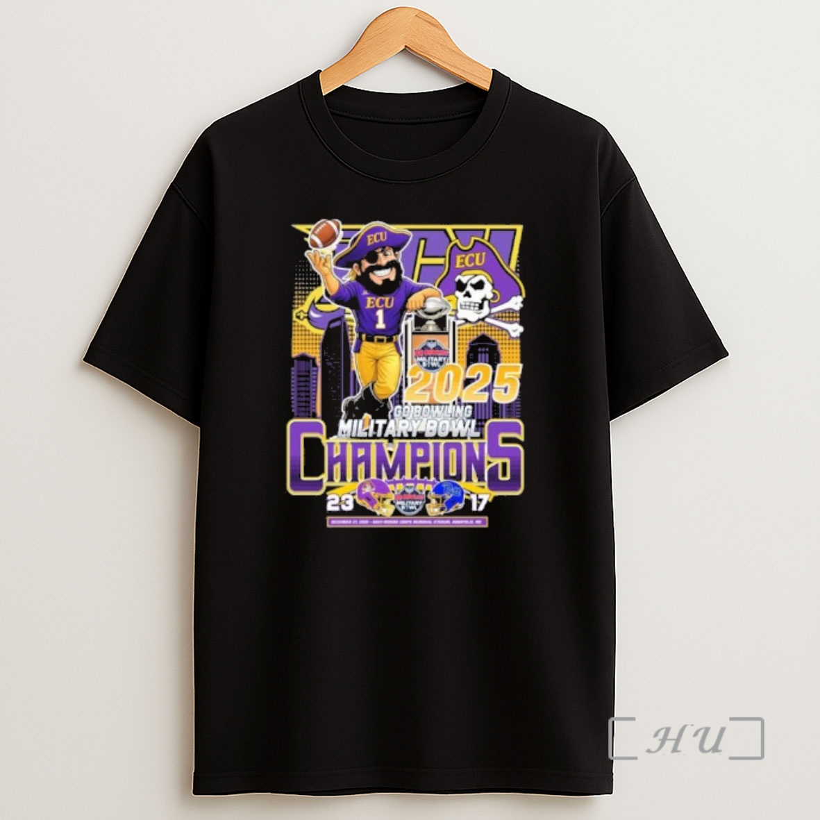 Officials Ecu Pirates Mascot Go Bowling Military Bowl Champions 2025 Shirt Sweatshirt Tee