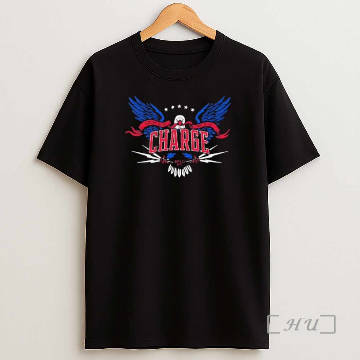 Officials Eagle From Rust We Rise Charge Buffalo Bills Shirt Sweatshirt Tee