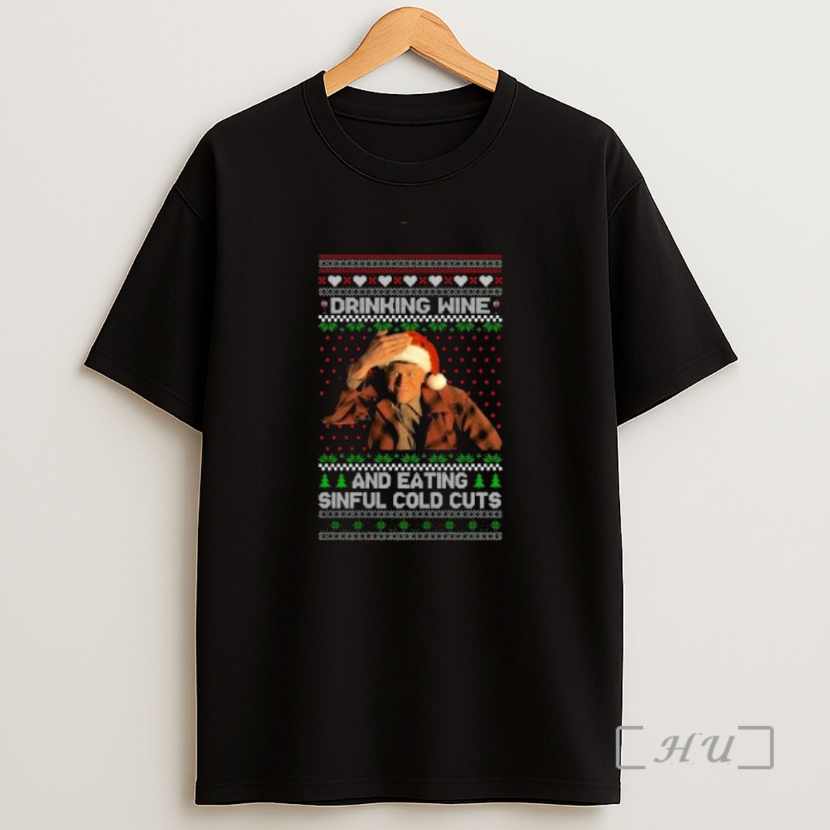 Officials Ed Gein Drinking Wine And Eating Sinful Cold Cuts Ugly Christmas Circle Black Premium Shirt Sweatshirt Tee