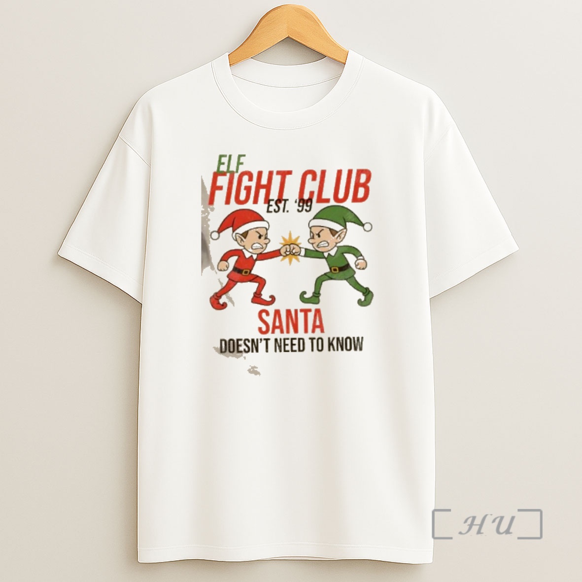 Officials Elf Fight Club Santa Doesnt Need To Know Christmas Shirt Sweatshirt Tee