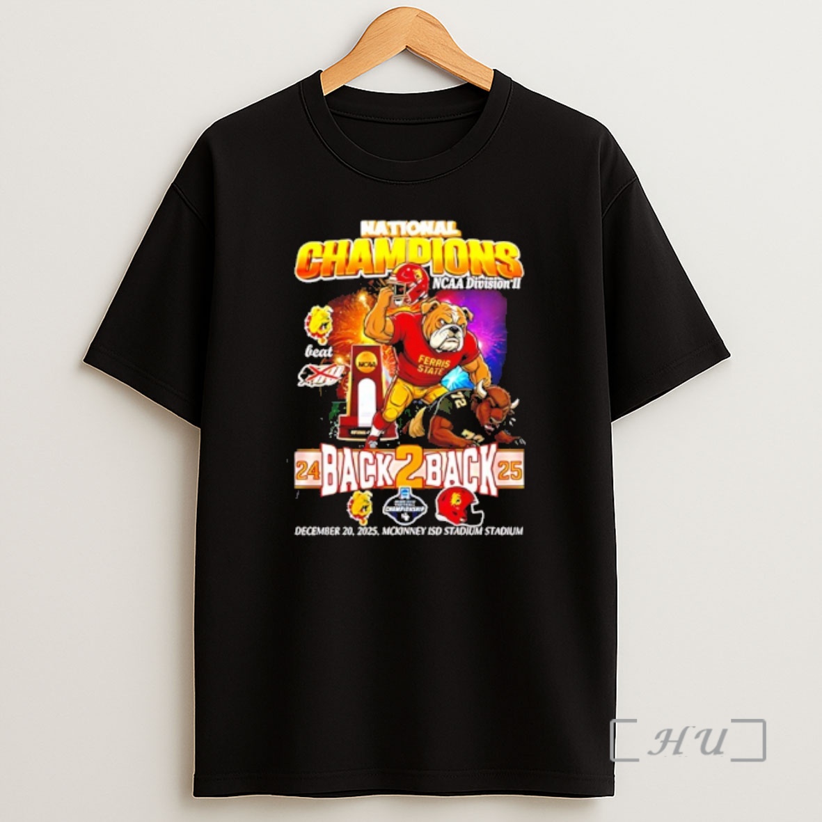 Officials Ferris State Back To Back 2025 National Champions Mascot Shirt Sweatshirt Tee