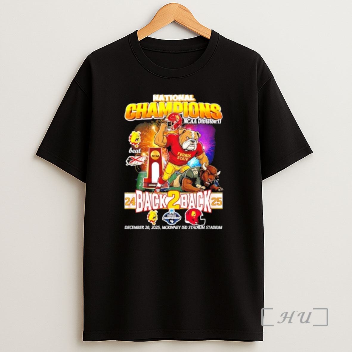 Officials Ferris State Bulldogs Back To Back 2025 National Champions Mascot Shirt Sweatshirt Tee