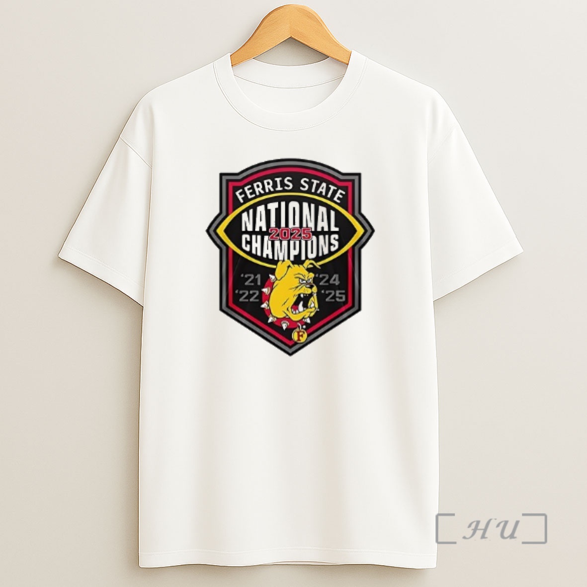 Officials Ferris State Bulldogs Ncaa Division Ii National Champions Back To Back Mascot Double Sided Graphic Shirt Sweatshirt Tee