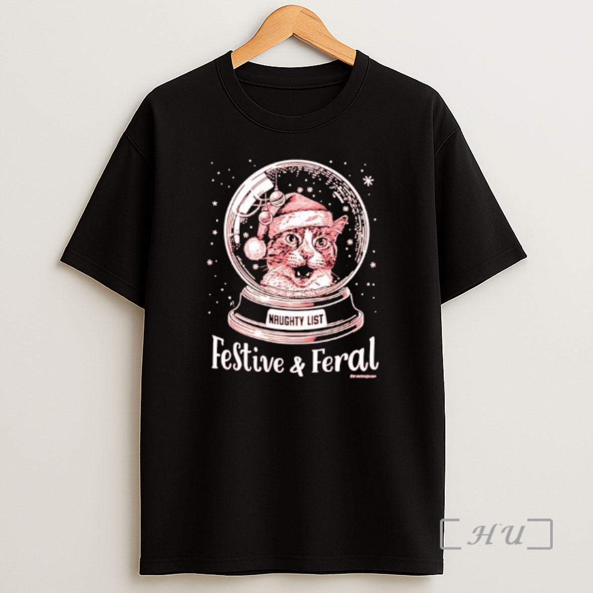 Officials Festive Feral Naughty List Cat Santa Grahic Shirt Sweatshirt Tee