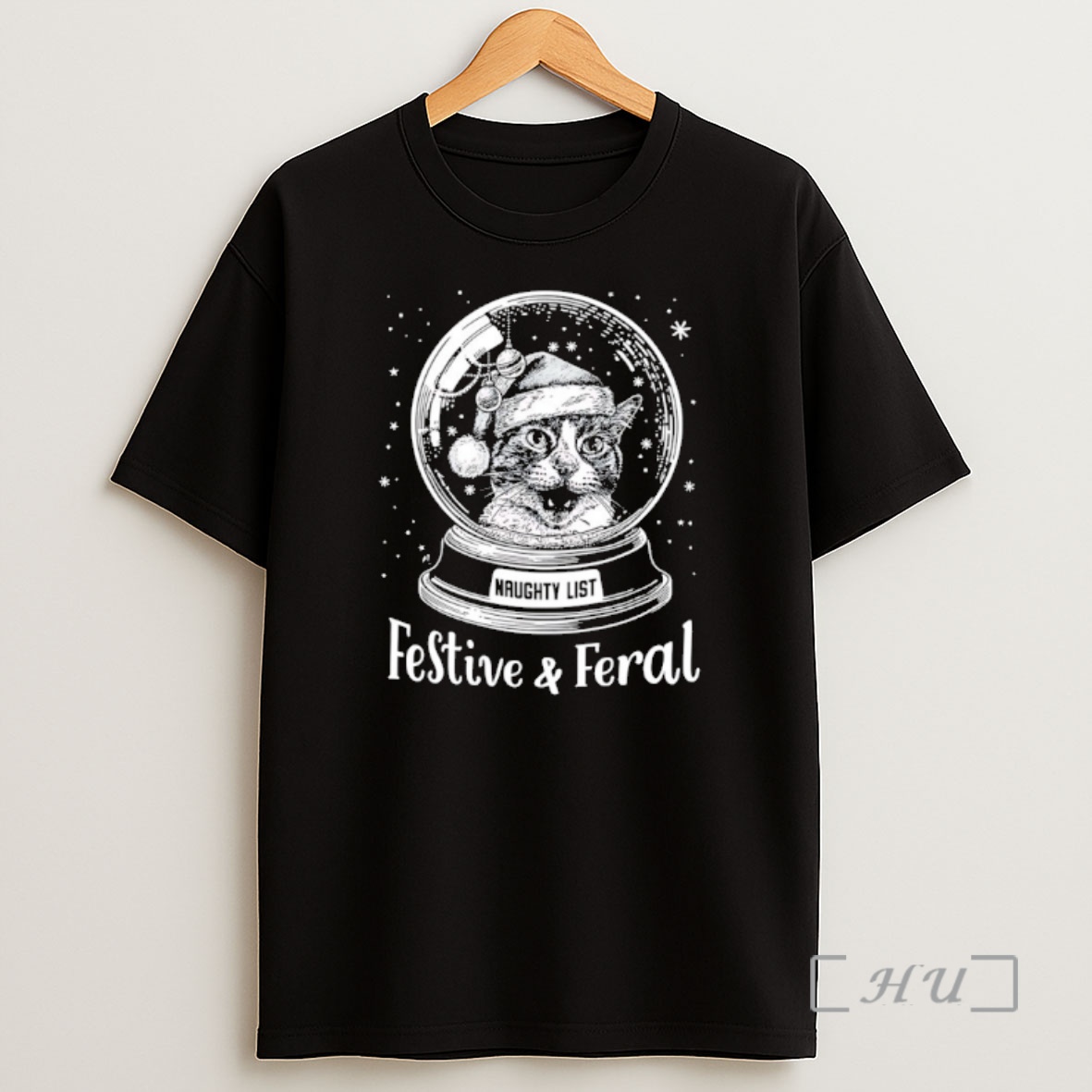 Officials Festive And Feral Cat Naughty List Shirt Sweatshirt Tee