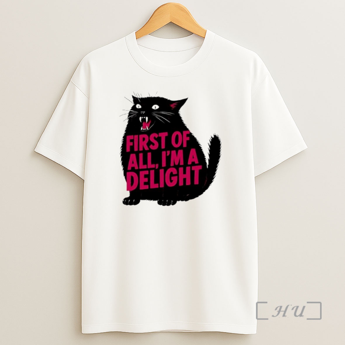 Officials First Of All Im A Delight Roaring Black Cat Letter Shirt Sweatshirt Tee