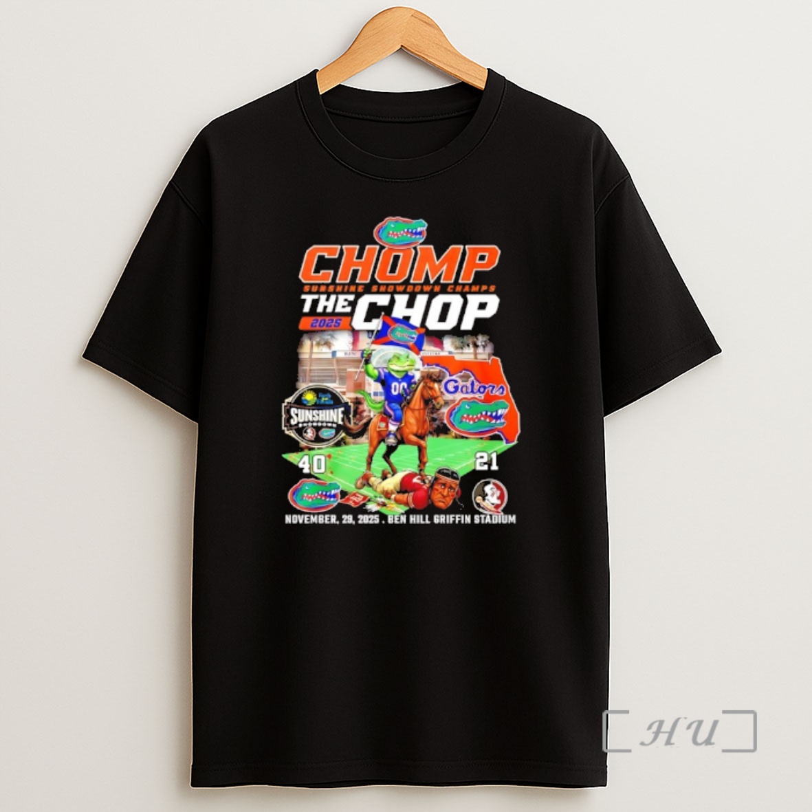 Officials Florida Gator 2025 Chomp Sunshine Showdown Champs The Chop 40 21 Score Mascot Premium Shirt Sweatshirt Tee