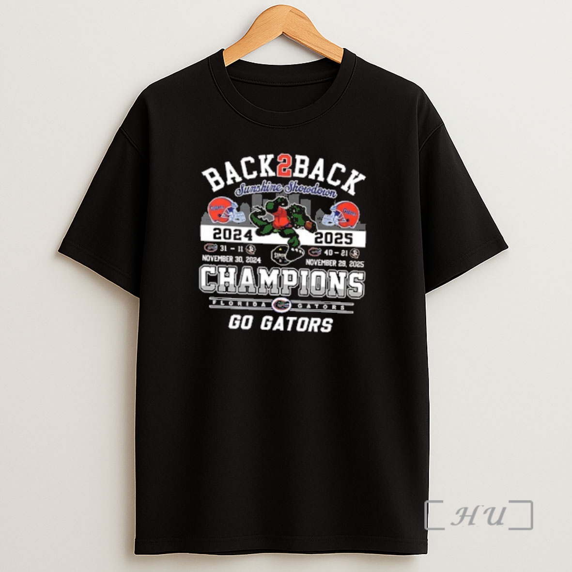 Officials Florida Gators Back To Back 2025 Sunshine Showdown Champions Go Gators 2 Sided Premium Shirt Sweatshirt Tee