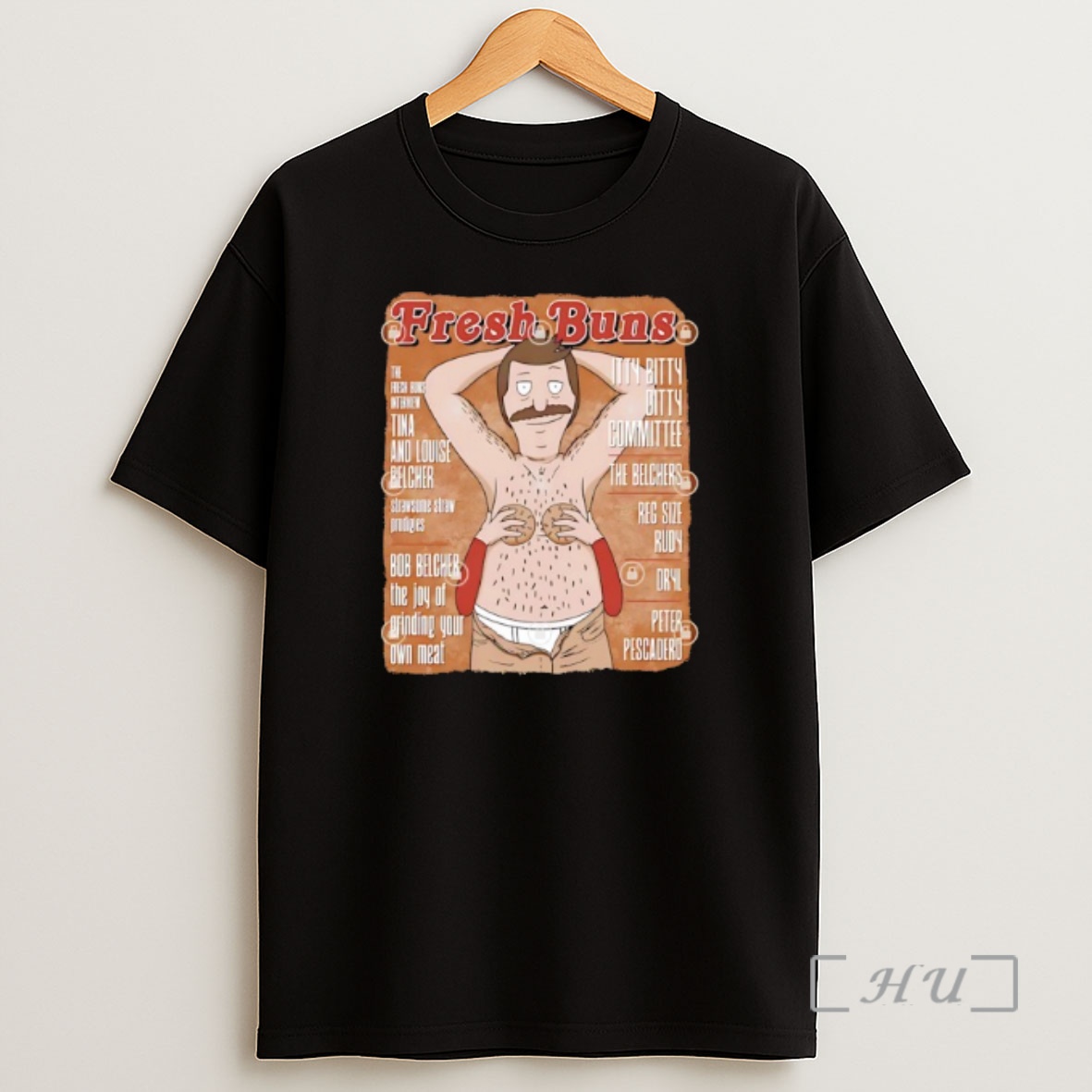 Officials Fresh Buns Parody Of The _e2_80_9890 Music Magazine Cover With A Nearly Topless Janet Featuring Bob Belcher Shirt Sweatshirt Tee