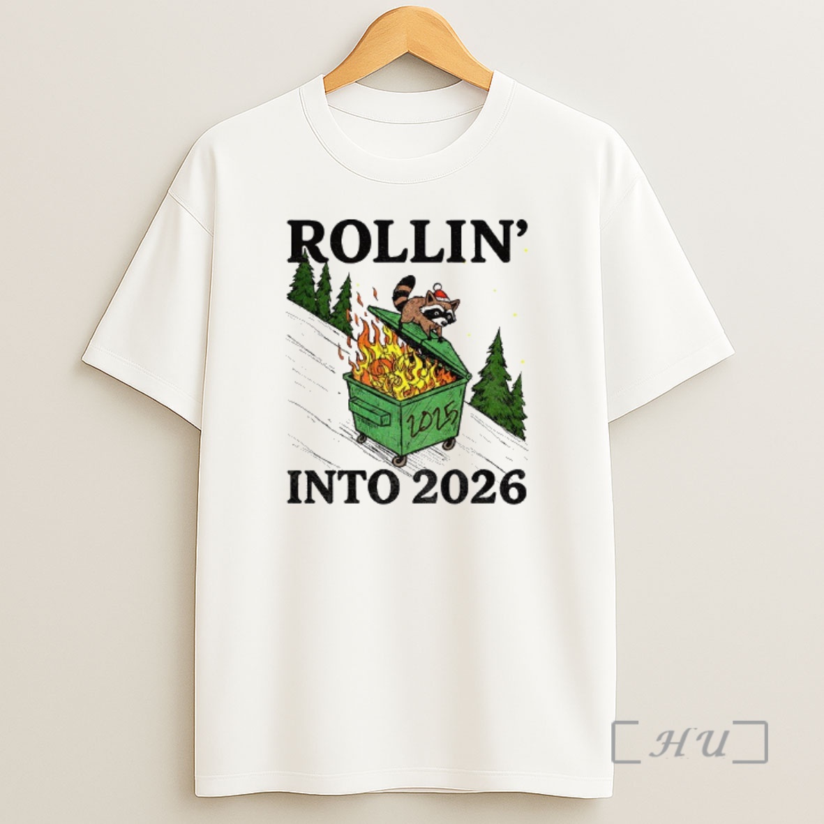 Officials Funny Raccoon Feral Rollin Into 2026 Christmas Happy New Year Premium Shirt Sweatshirt Tee