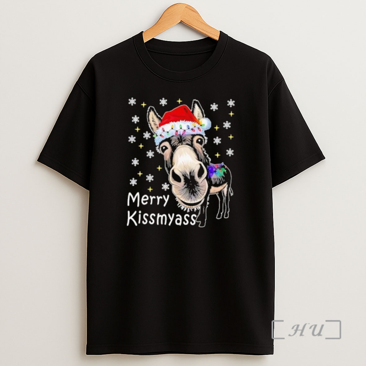 Officials Funny Donkey White Santa Hat Merry Kissmyass Donkey Premium Shirt Sweatshirt Tee