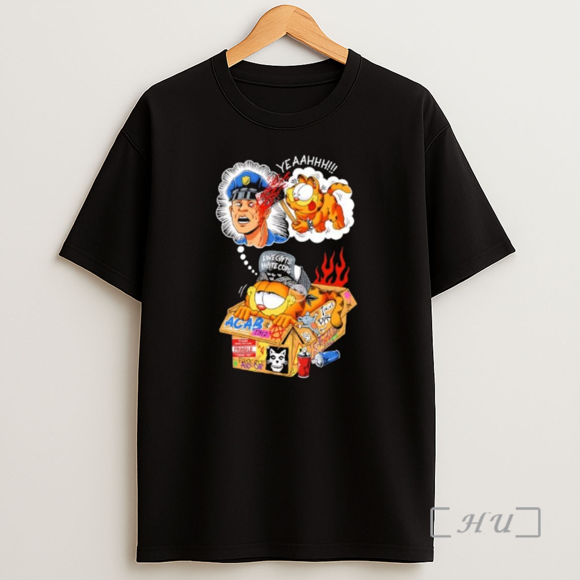 Officials Garf Love Cats Hate Cops Acab Graphic Shirt Sweatshirt Tee