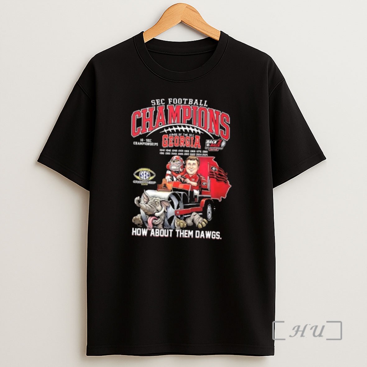 Officials Georgia Bulldogs 2025 Sec Football Champions How About Them Dawgs Mascot 2 Sided Shirt Sweatshirt Tee