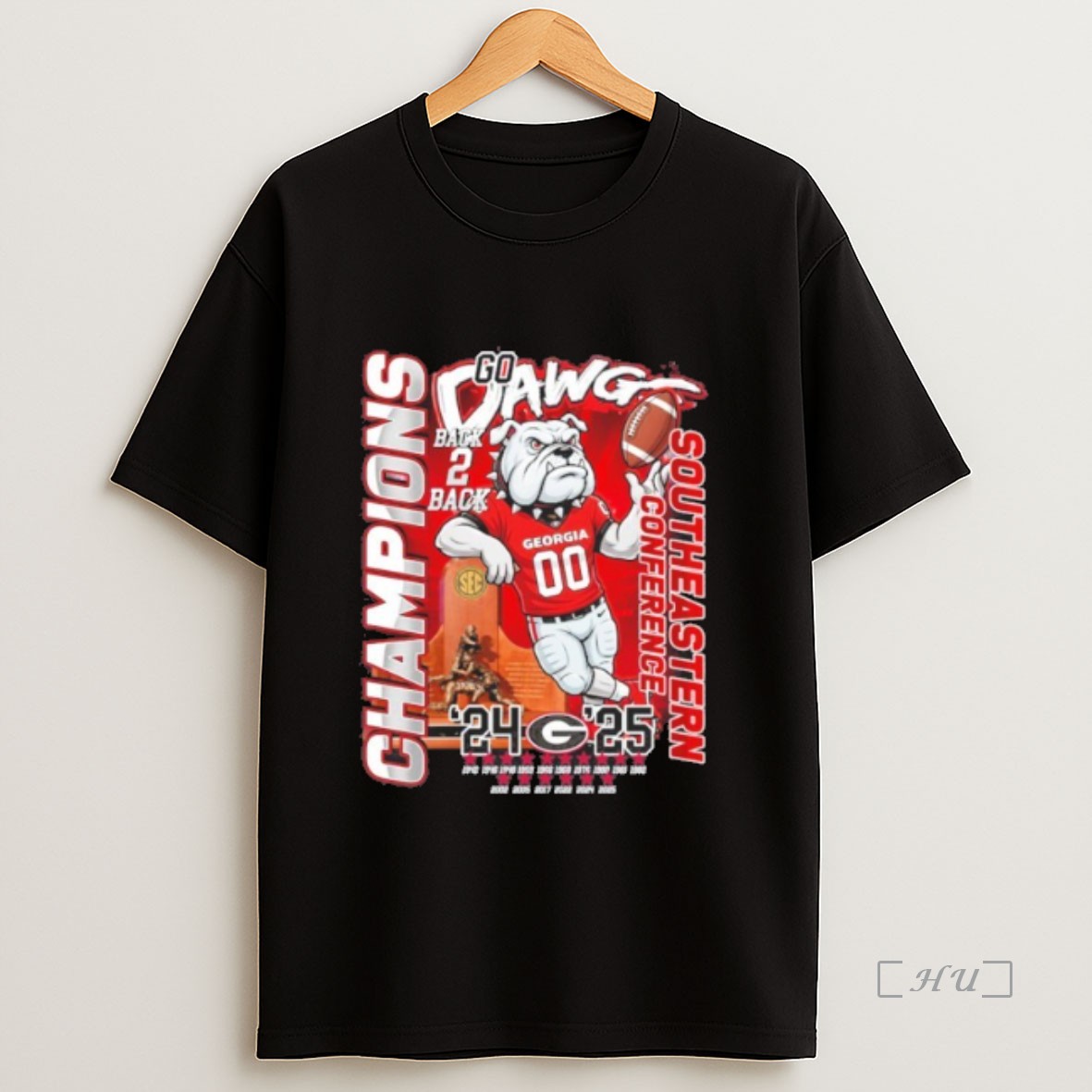 Officials Georgia Bulldogs Mascot Back 2 Back Sec Football Champions Go Dawgs Premium Shirt Sweatshirt Tee