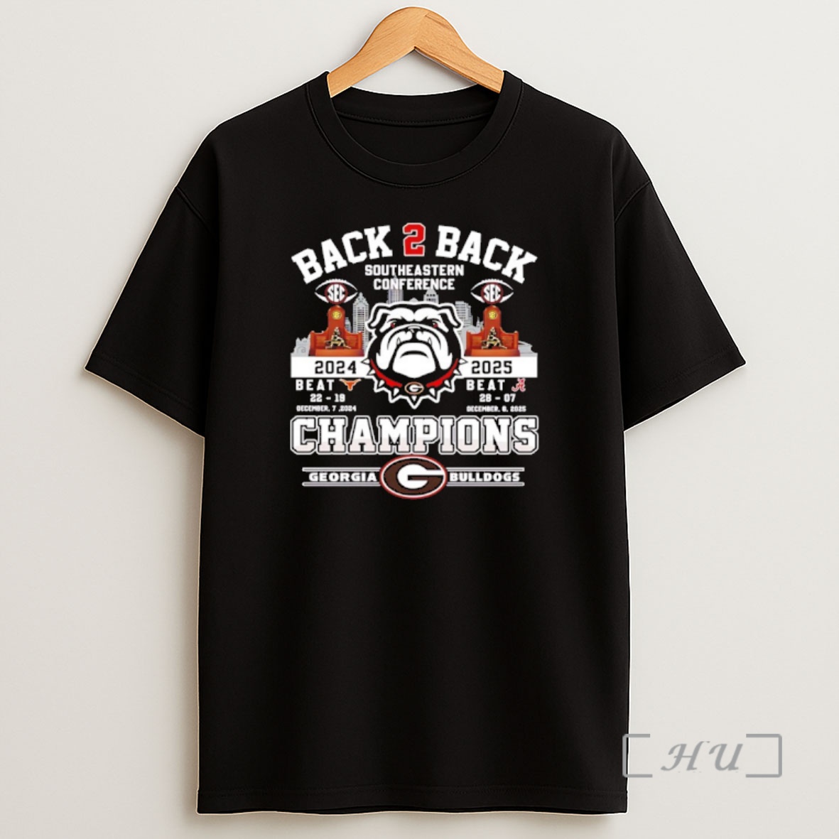 Officials Georgia Bulldogs Back 2 Back Sec Champions 2 Time Beat Texas And Alabama Shirt Sweatshirt Tee