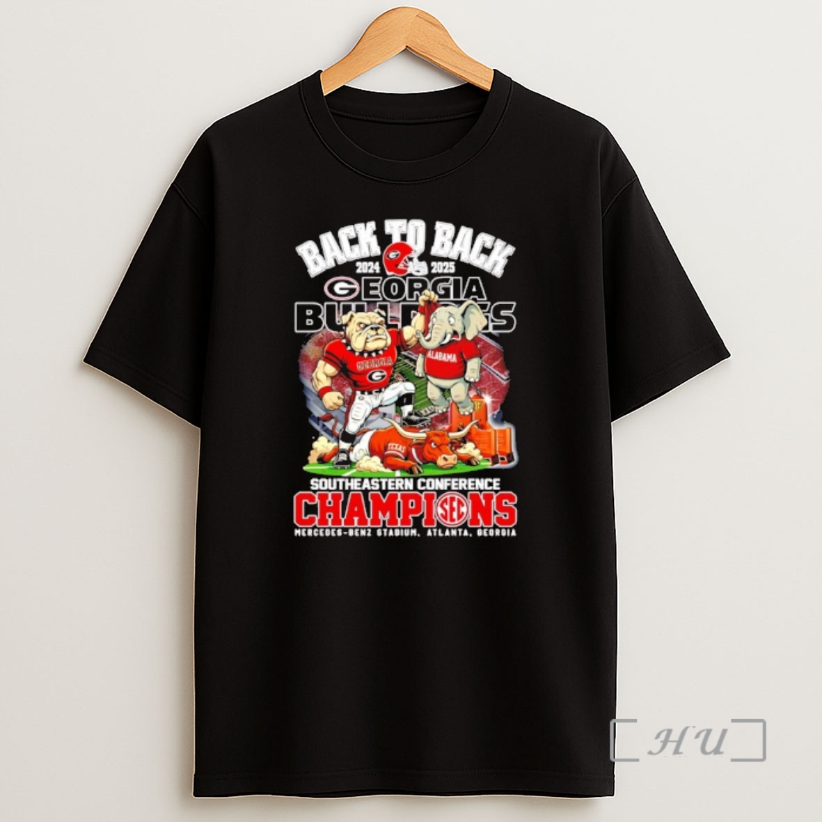 Officials Georgia Bulldogs Back To Back 2025 Sec Champions Mascot Shirt Sweatshirt Tee