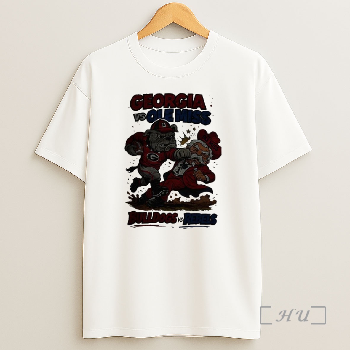 Officials Georgia Bulldogs Vs Ole Miss Rebels Ncaa Football Artwork Mascots Fight Retro Shirt Sweatshirt Tee