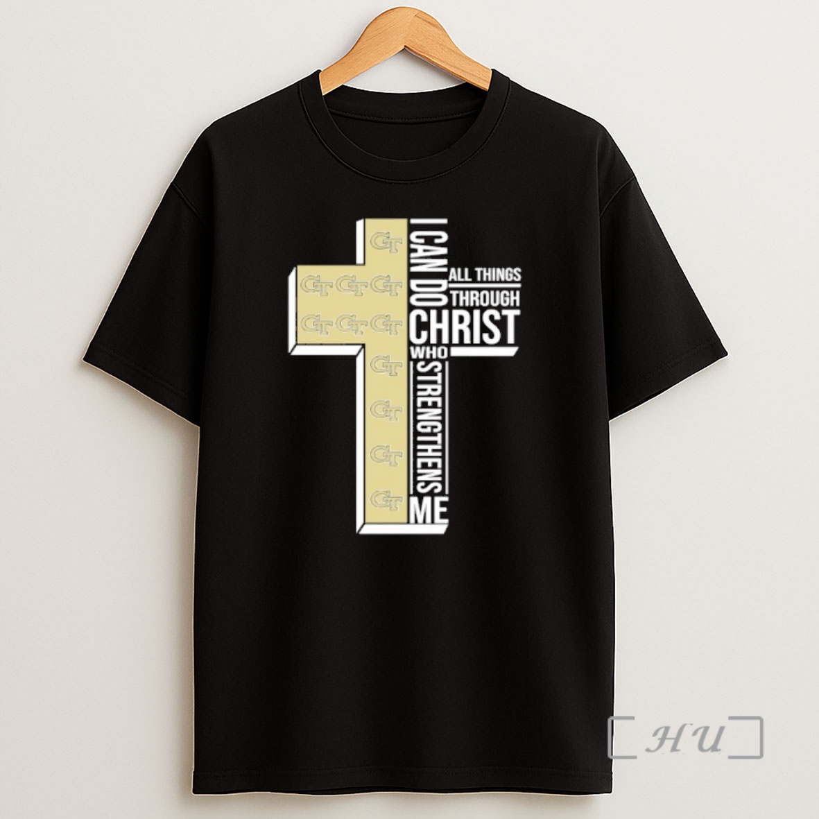 Officials Georgia Tech Yellow Jackets Cross I Can Do All Things Through Christ Who Strengthen Me Shirt Sweatshirt Tee
