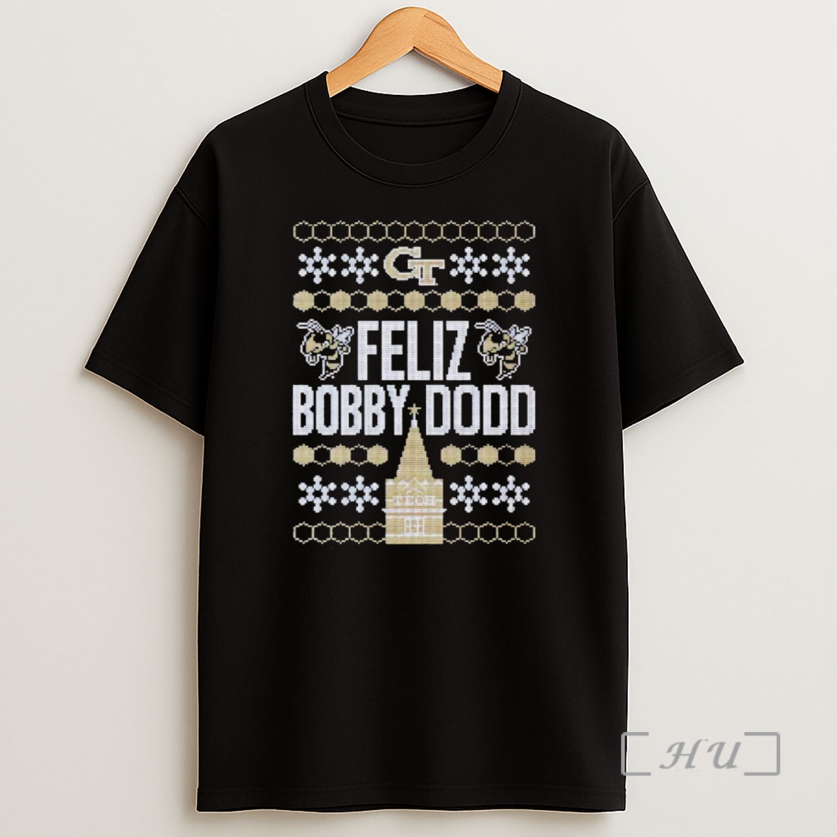 Officials Georgia Tech Yellow Jackets Feliz Bobby Dodd Ugly Christmas Shirt Sweatshirt Tee