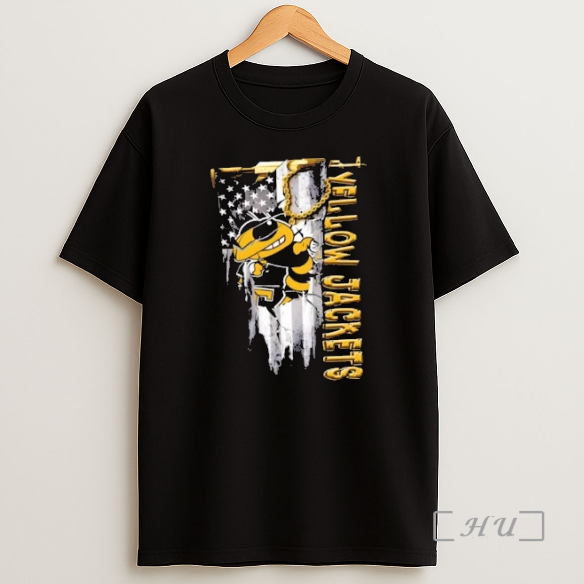 Officials Georgia Tech Yellow Jackets Football Battle Shattered Usa Flag Rip Design Shirt Sweatshirt Tee