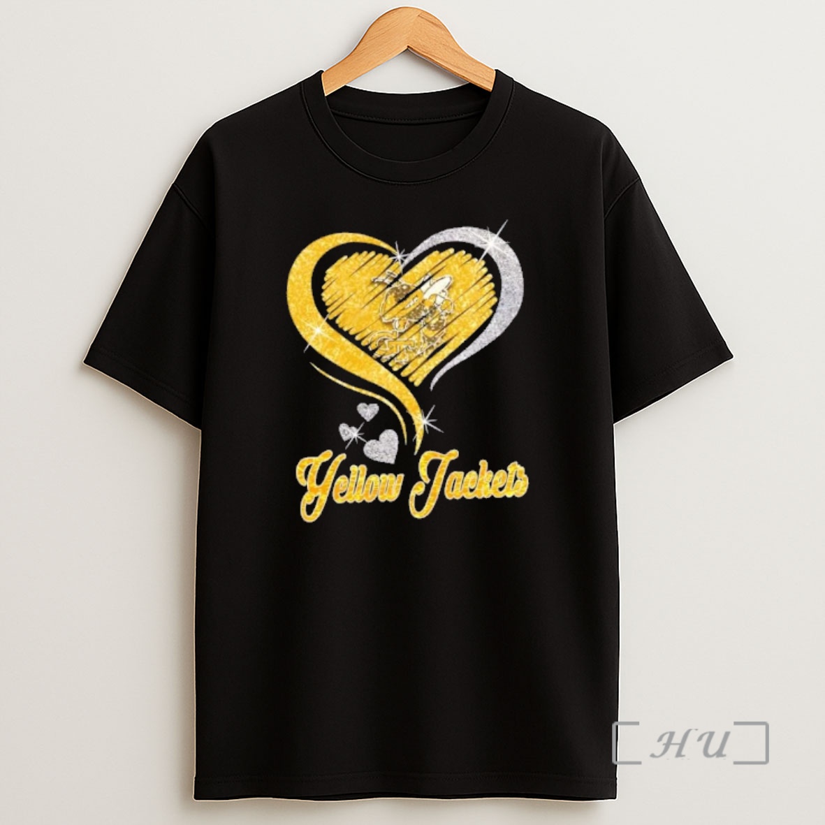 Officials Georgia Tech Yellow Jackets Football In Glitter Heart Fans Shirt Sweatshirt Tee