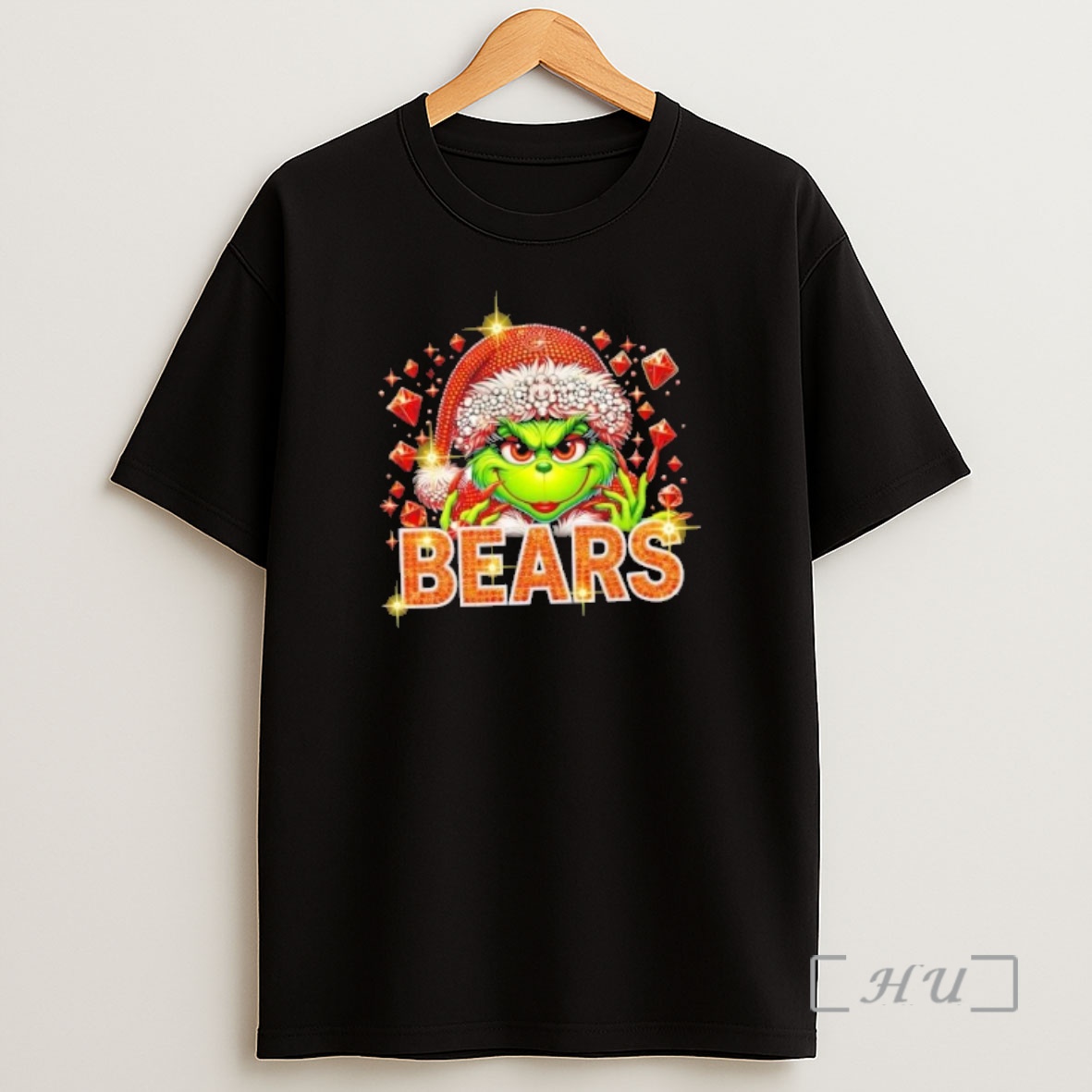 Officials Glitter Diamond Grinch Girl X Chicago Bears Football Graphic Shirt Sweatshirt Tee
