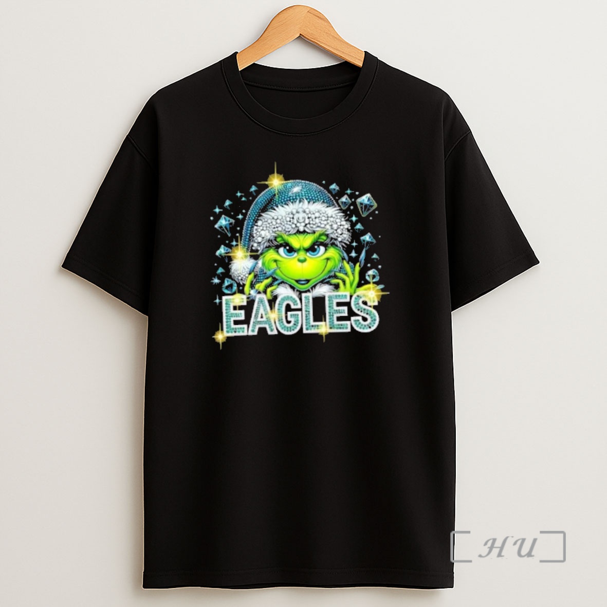 Officials Glitter Diamond Grinch Girl X Philadelphia Eagles Football Graphic Shirt Sweatshirt Tee