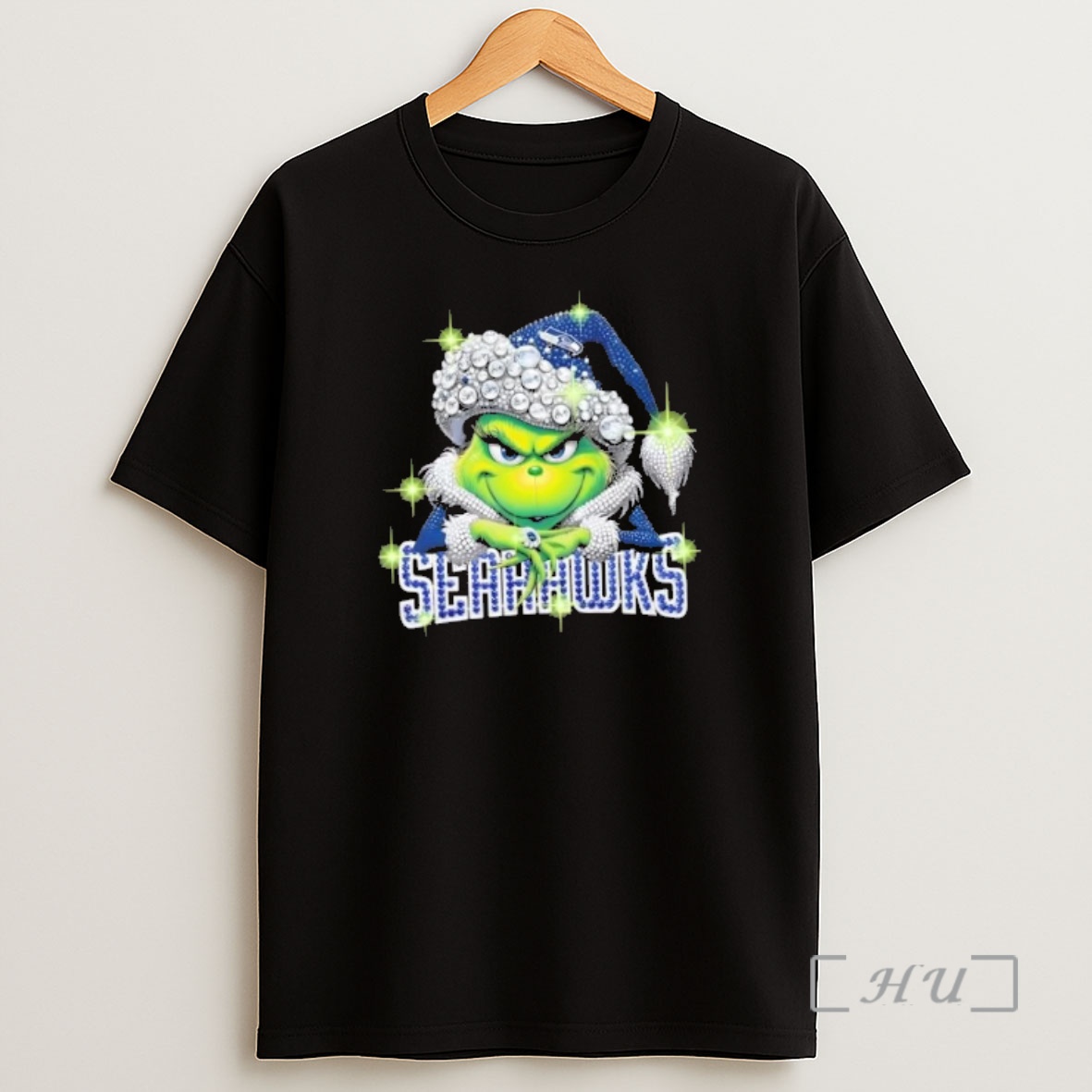 Officials Glitter Diamond Grinch Girl X Seattle Seahawks Football Graphic Shirt Sweatshirt Tee