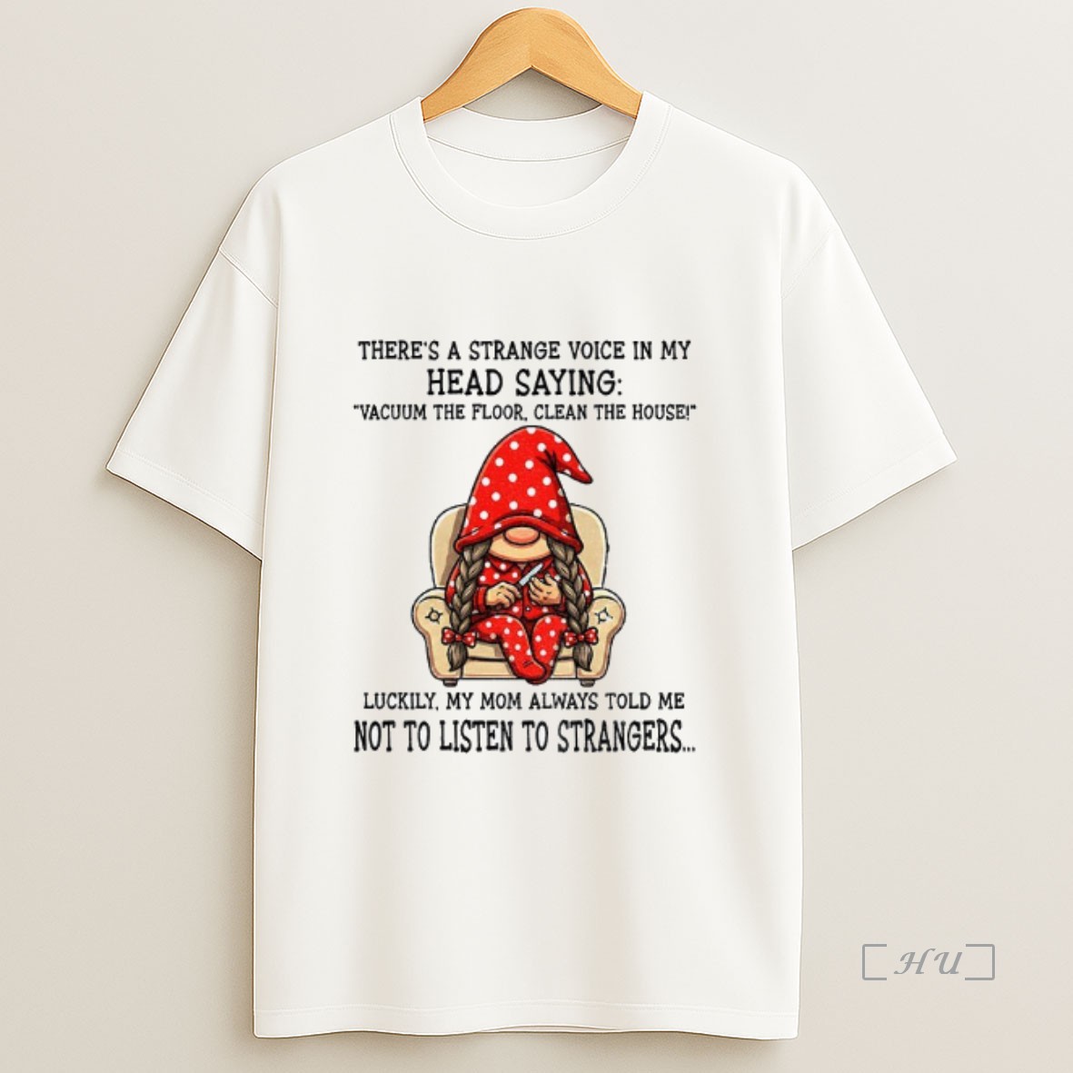 Officials Gnome Theres A Strange Voice In My Head Saying Vacuum The Floor Clean The House Christmas Shirt Sweatshirt Tee