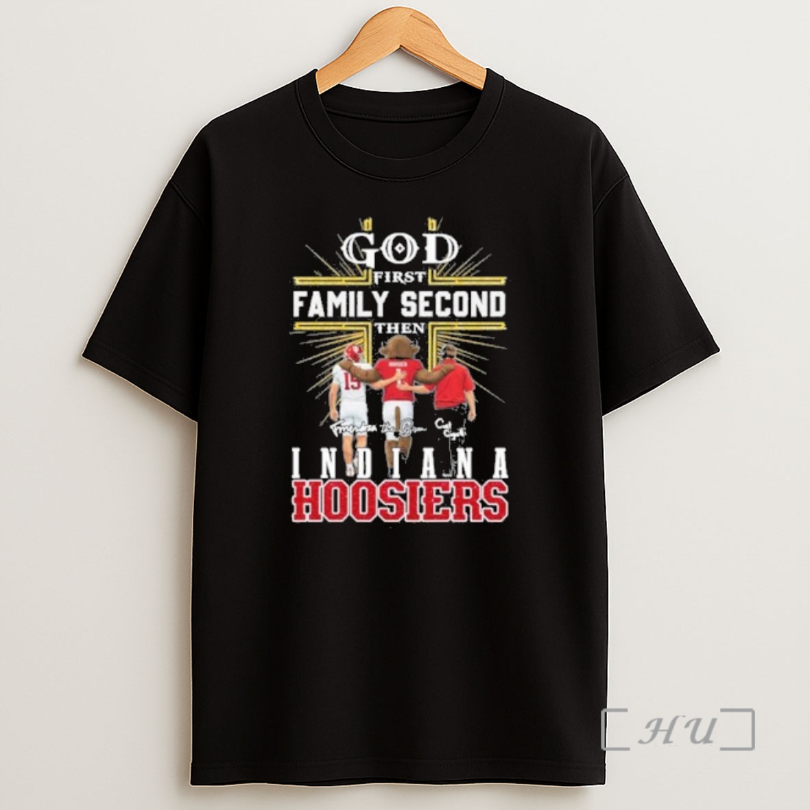 Officials God First Family Second Then Indiana Hoosiers Mascot Fernando Mendoza Curt Cignetti Shirt Sweatshirt Tee