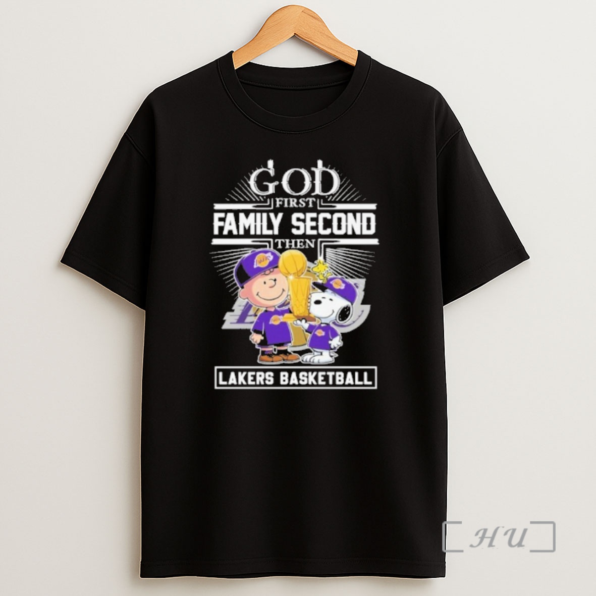 Officials God First Family Second Then Peanuts Lakers Basketball Shirt Sweatshirt Tee