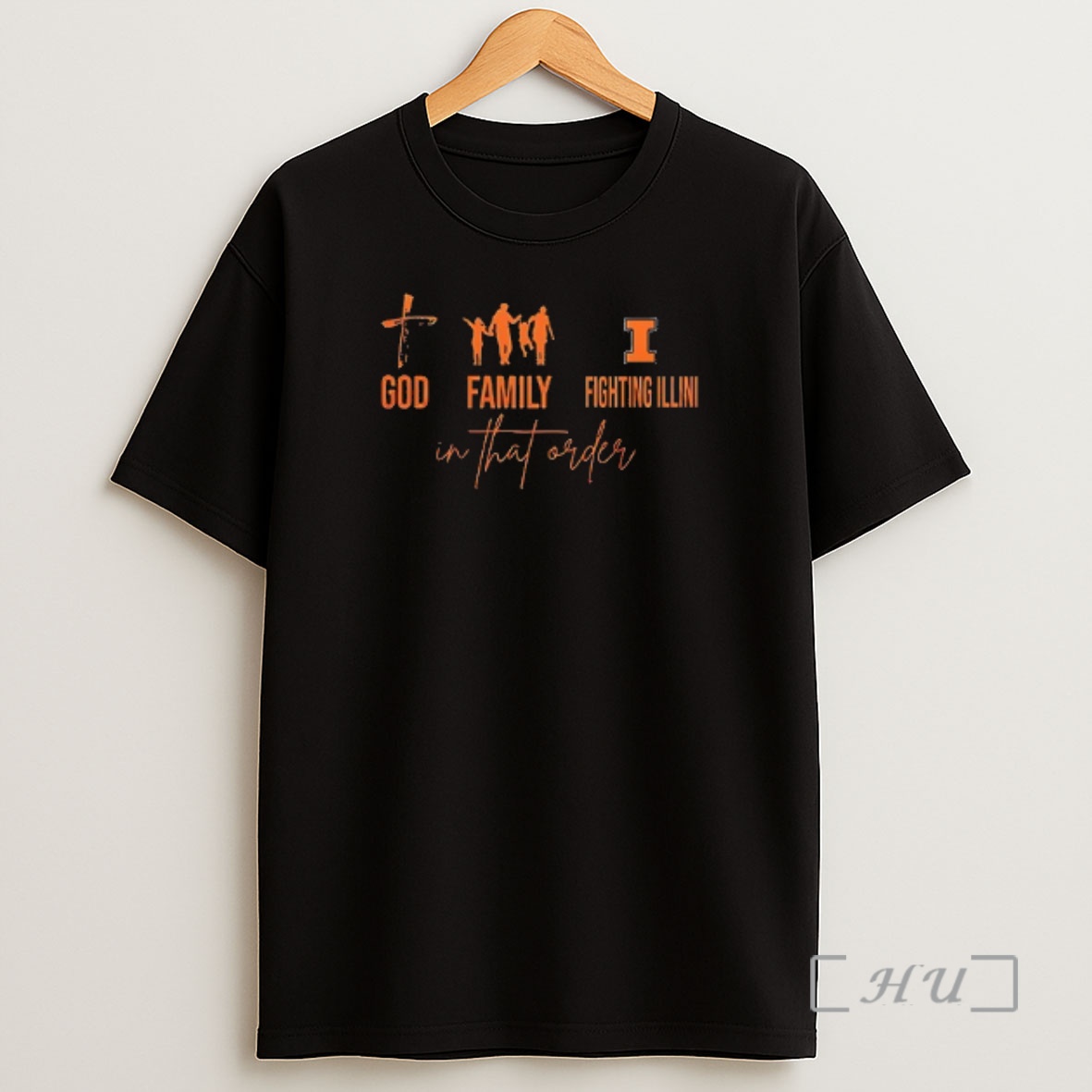 Officials God Family Illinois Fighting Illini In That Order Double Sided Graphic Shirt Sweatshirt Tee