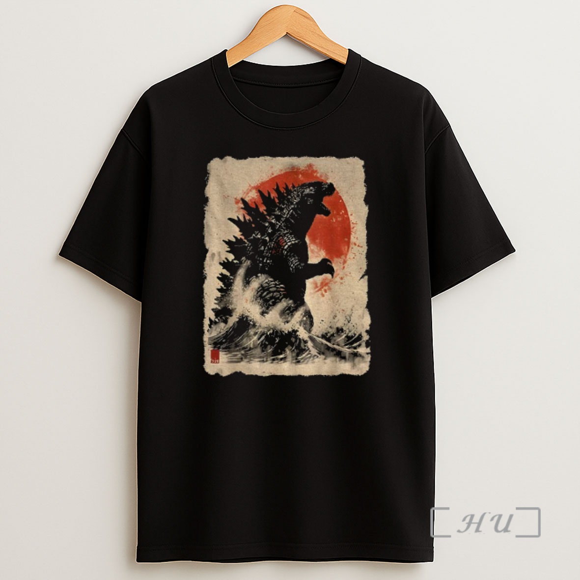 Officials Godzilla And The Wave Japanese King Of The Monsters Vintage Shirt Sweatshirt Tee