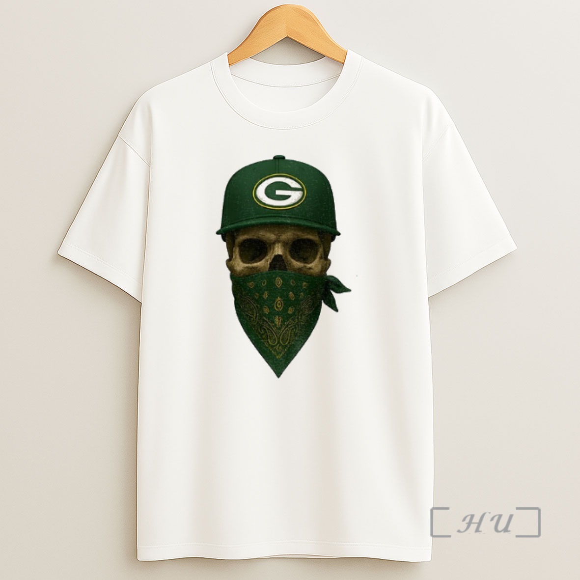 Officials Green Bay Packers Skull Wearing Bandana Mask Nfl Shirt Sweatshirt Tee