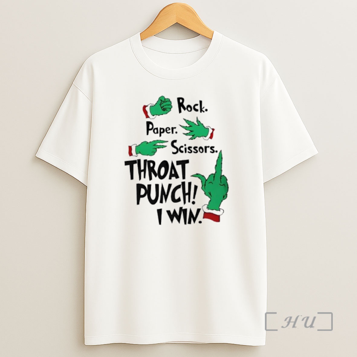Officials Grinch Hands Rock Paper Scissors Throat Punch I Win Shirt Sweatshirt Tee