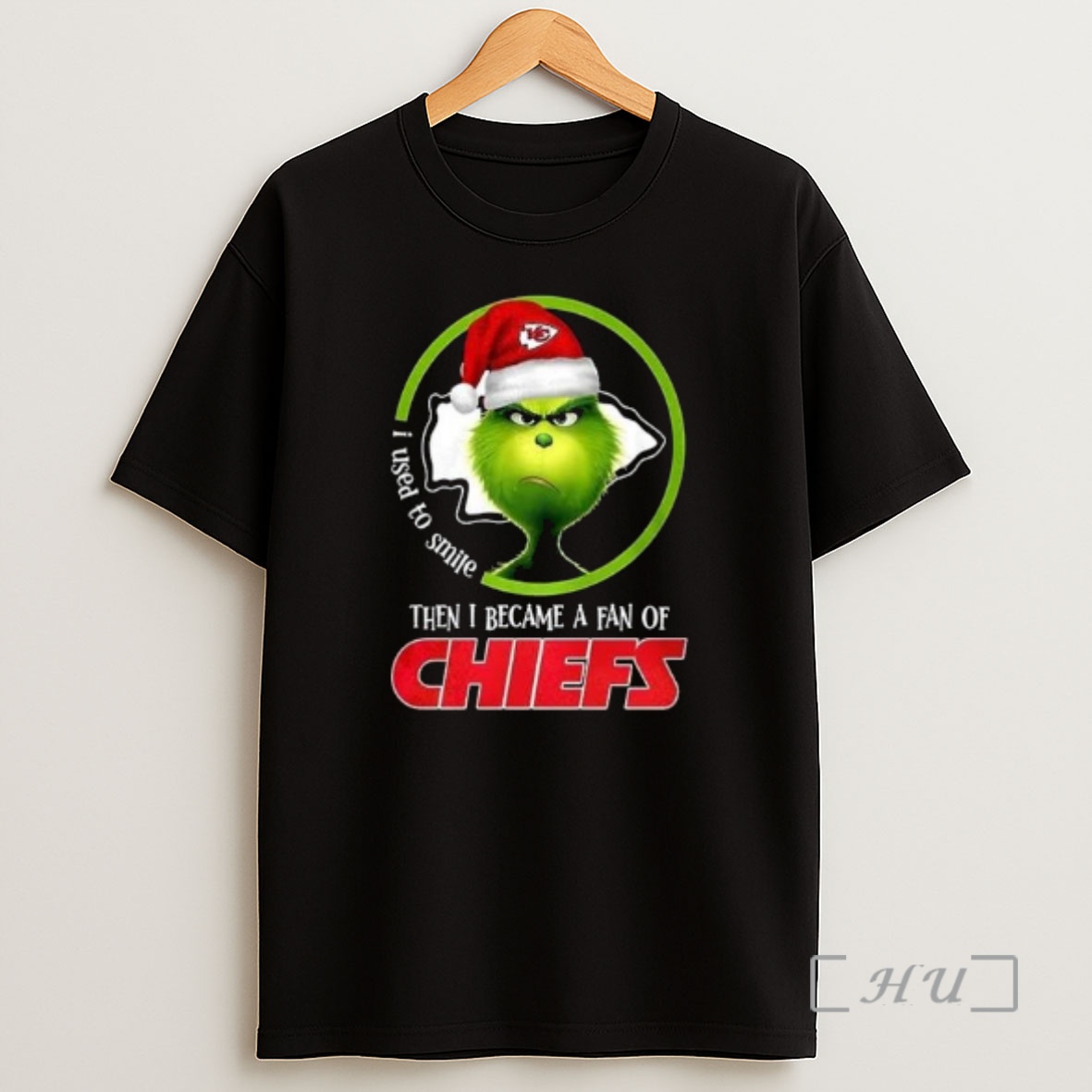 Officials Grinch I Used To Smile Then I Became A Fan Of Chiefs Circle Black Premium Shirt Sweatshirt Tee