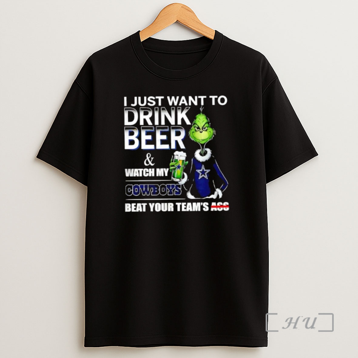 Officials Grinch I Just Want To Drink Beer And Watch My Dallas Cowboys Beat Your Teams Ass Shirt Sweatshirt Tee