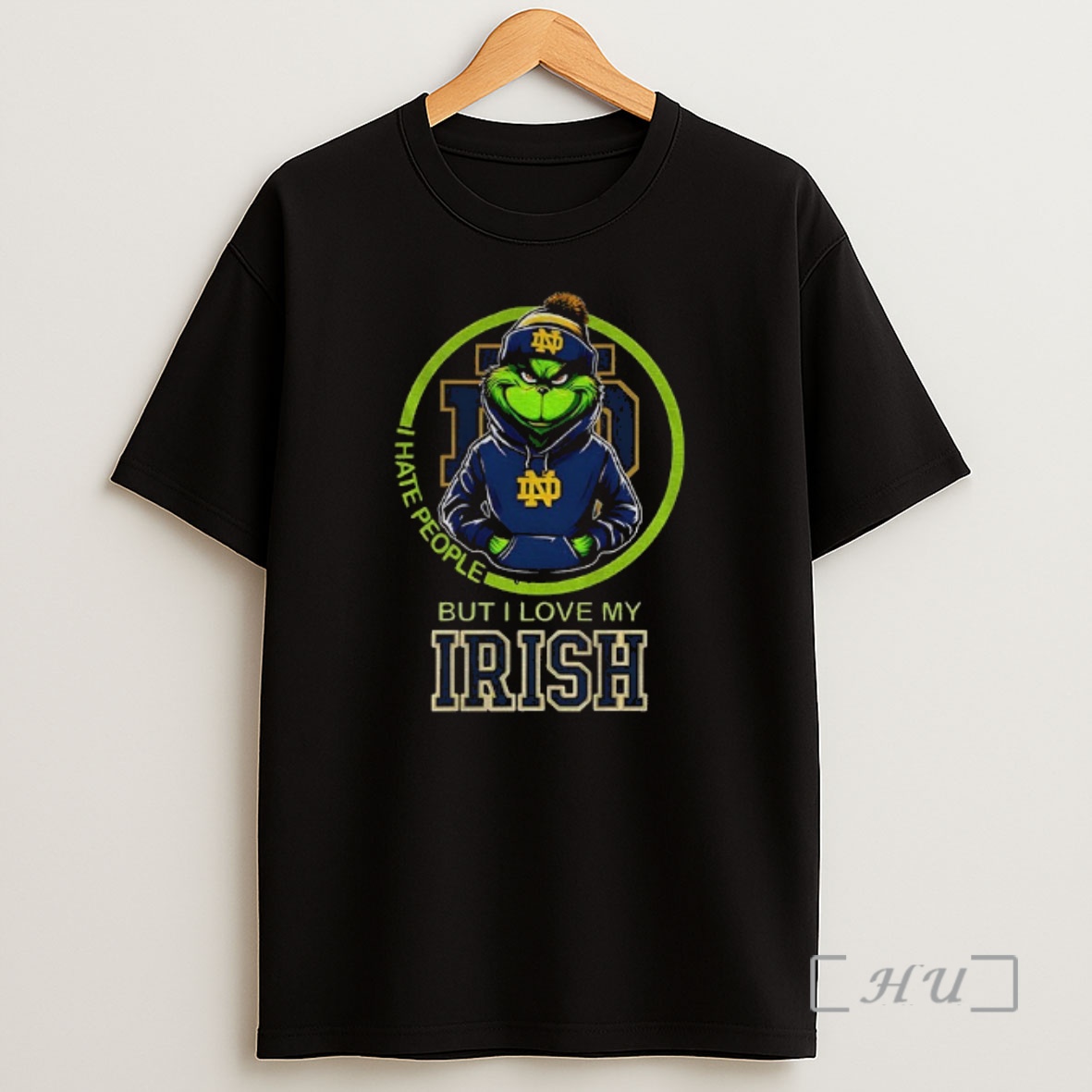 Officials Grinch Notre Dame Fighting Irish Football 2025 But I Love My Irish I Hate People Shirt Sweatshirt Tee