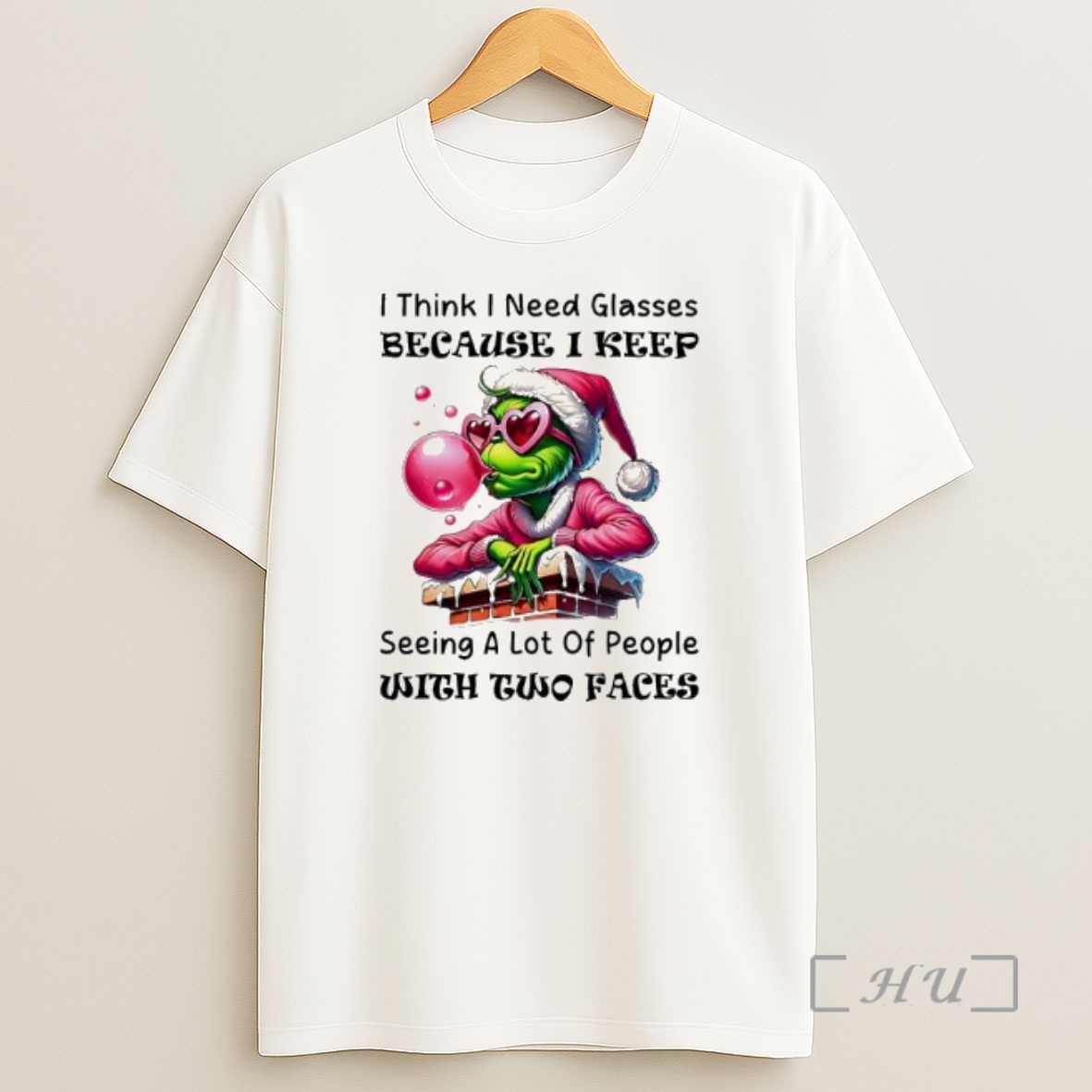 Officials Grinch Pink Santa I Think I Need Glasses Because I Keep Seeing A Lot Of People With Two Faces Premium Shirt Sweatshirt Tee