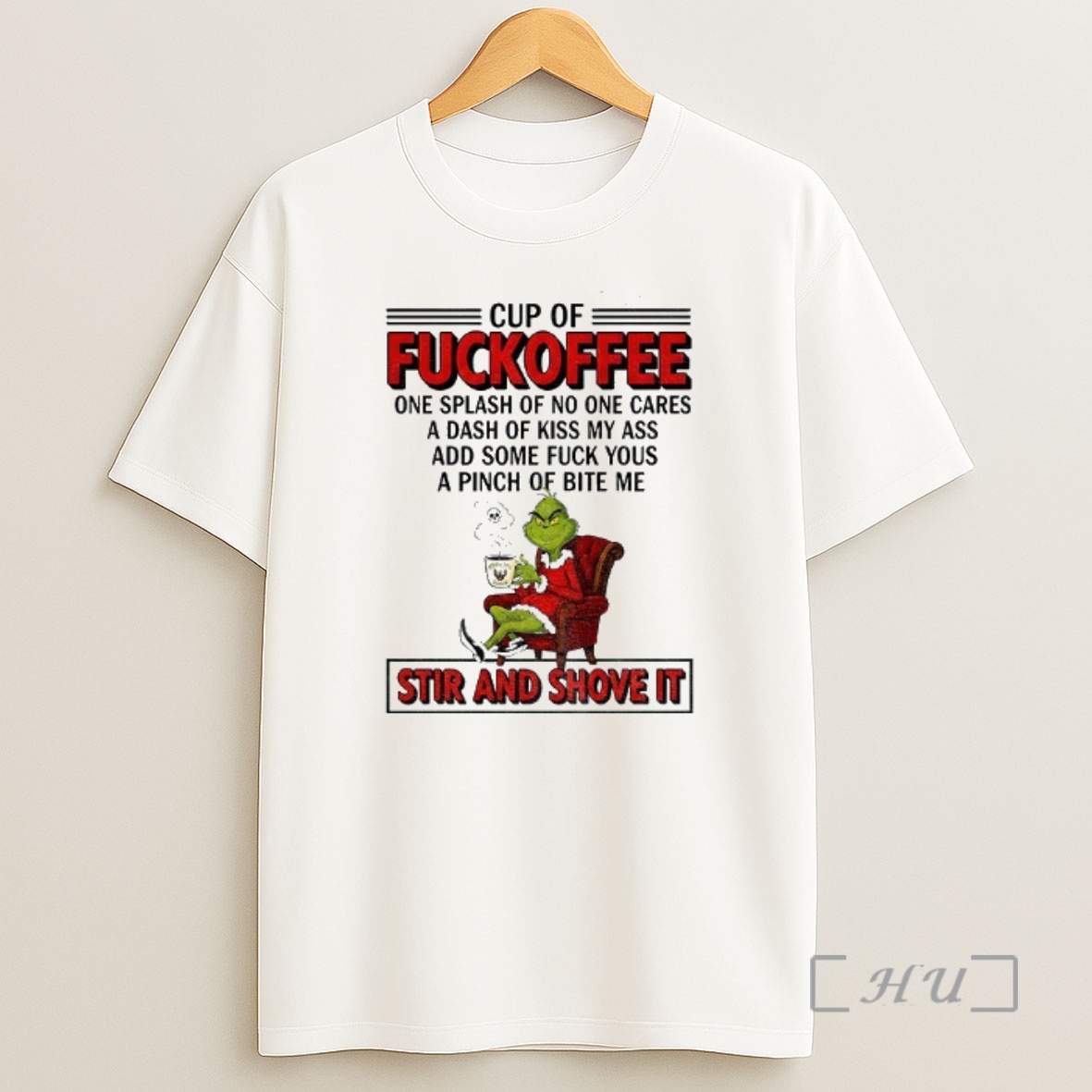 Officials Grinch Santa Cup Of Fuckoffee One Splash Of No One Cares A Dash Of Kiss My Ass Christmas Premium Shirt Sweatshirt Tee