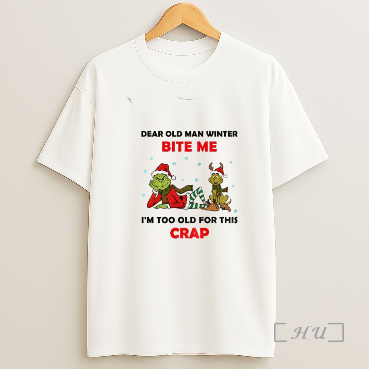 Officials Grinch Santa Dear Old Man Winter Bite Me Im Too Old For This Crap Christmas Shirt Sweatshirt Tee